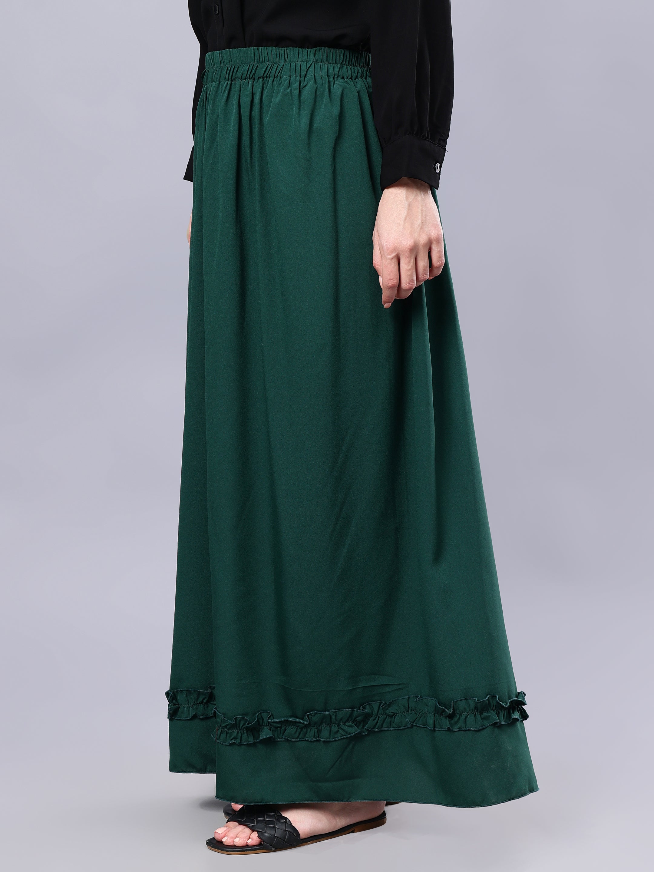 Green flared maxi skirt outlet