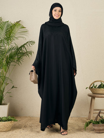 Black Free size Kaftan Abaya for Women with black hijab