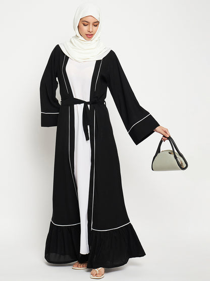2 Piece Shrug Set Abaya with Black Hijab