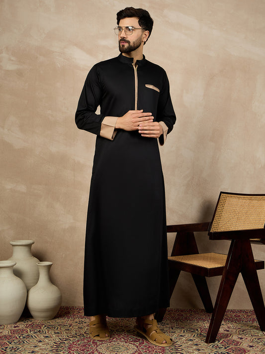 Nabia Black Solid Zip Closure Jubba/Thobe