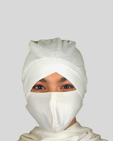 Plain White Turban-style cap Hijab