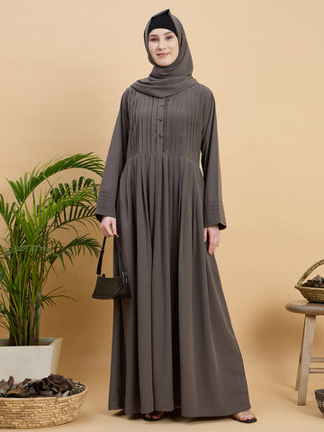 Solid Grey Abaya Burqa with Matching Hijab