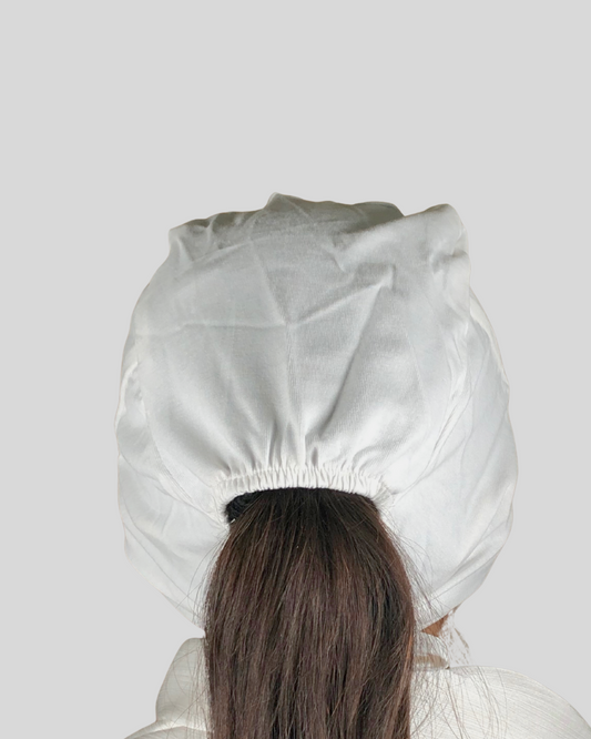 Plain White Turban-style cap Hijab