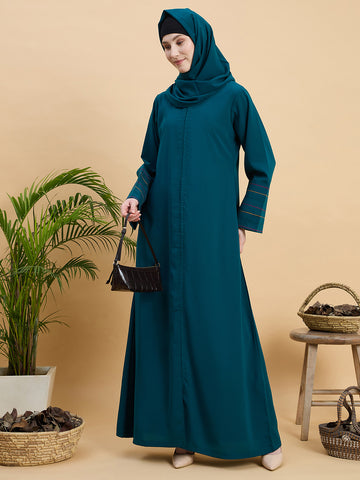 Women’s Solid Green Abaya Burqa with Matching Hijab