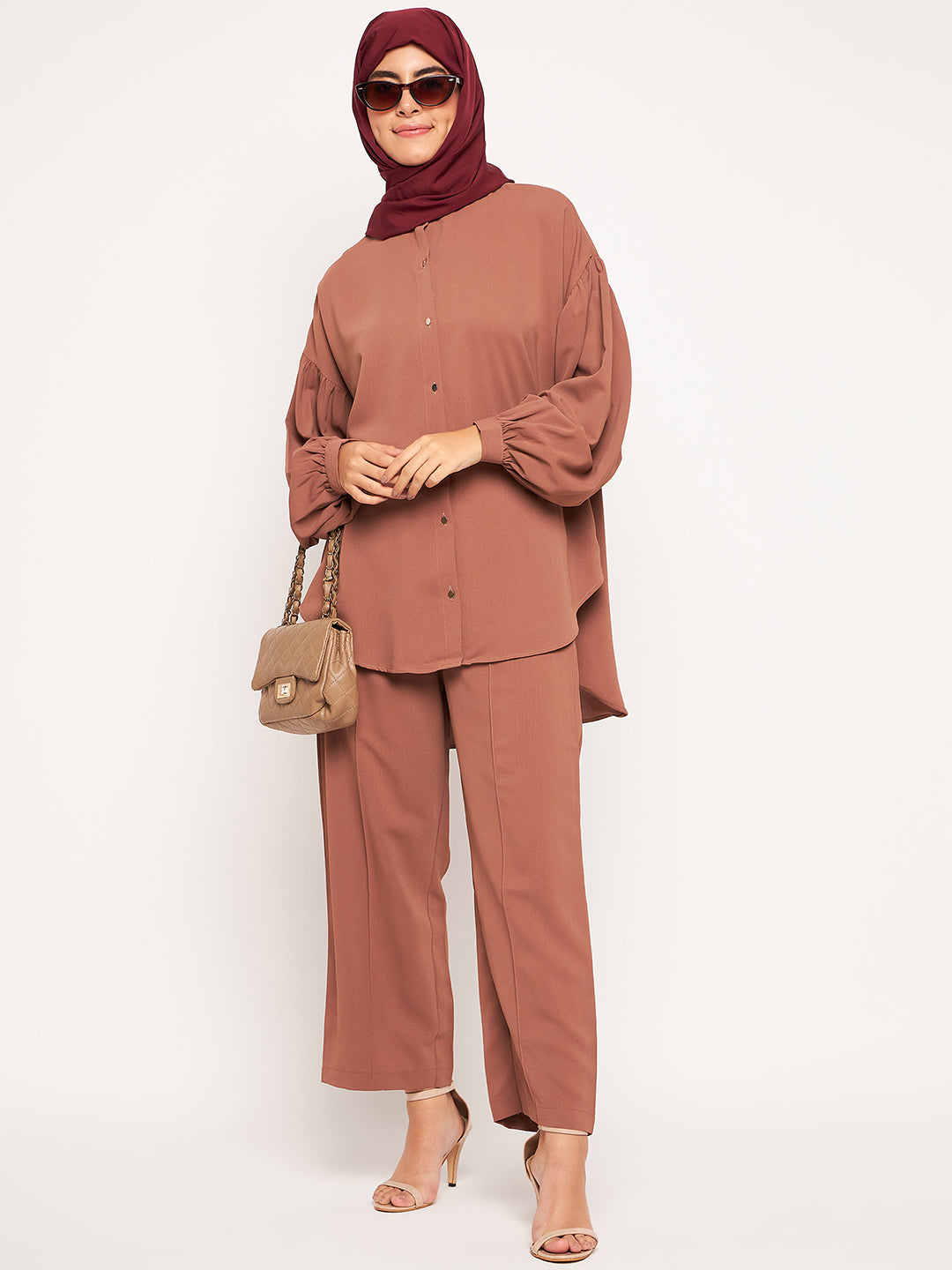 Nabia Maroon Solid Scarf