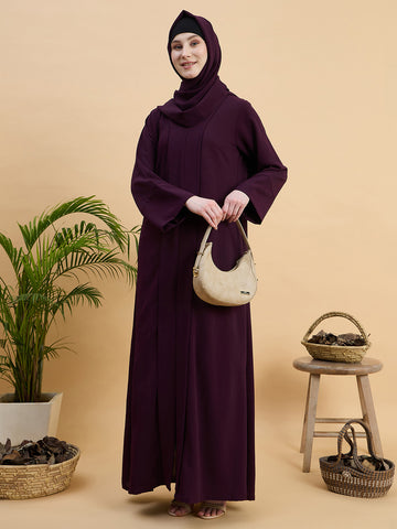 Women’s Solid Purple Abaya Burqa with Matching Hijab