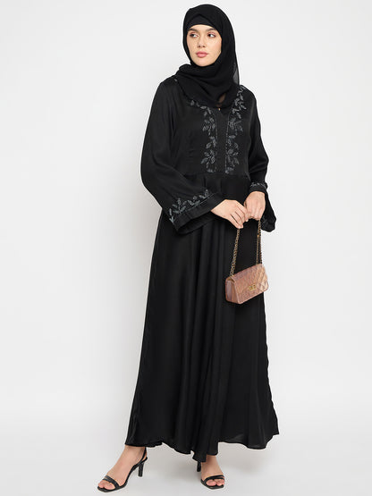 Handwork Black Luxury Abaya With Black Hijab