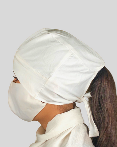 Plain White Turban-style cap Hijab