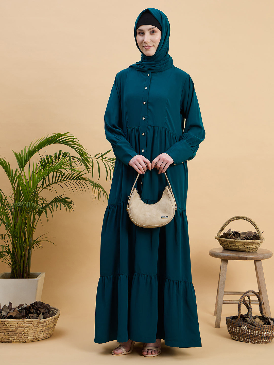 Women’s Green Abaya Burqa with Matching Hijab