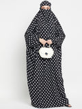 Black and White Polka Dot Free Size Jilbab Abaya for Girls and Women