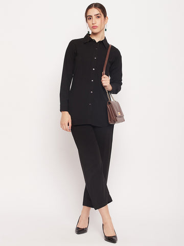 Nabia Women Black Solid Co-Ord Set