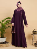 Purple Modest Solid Abaya Burqa with Hijab for Women