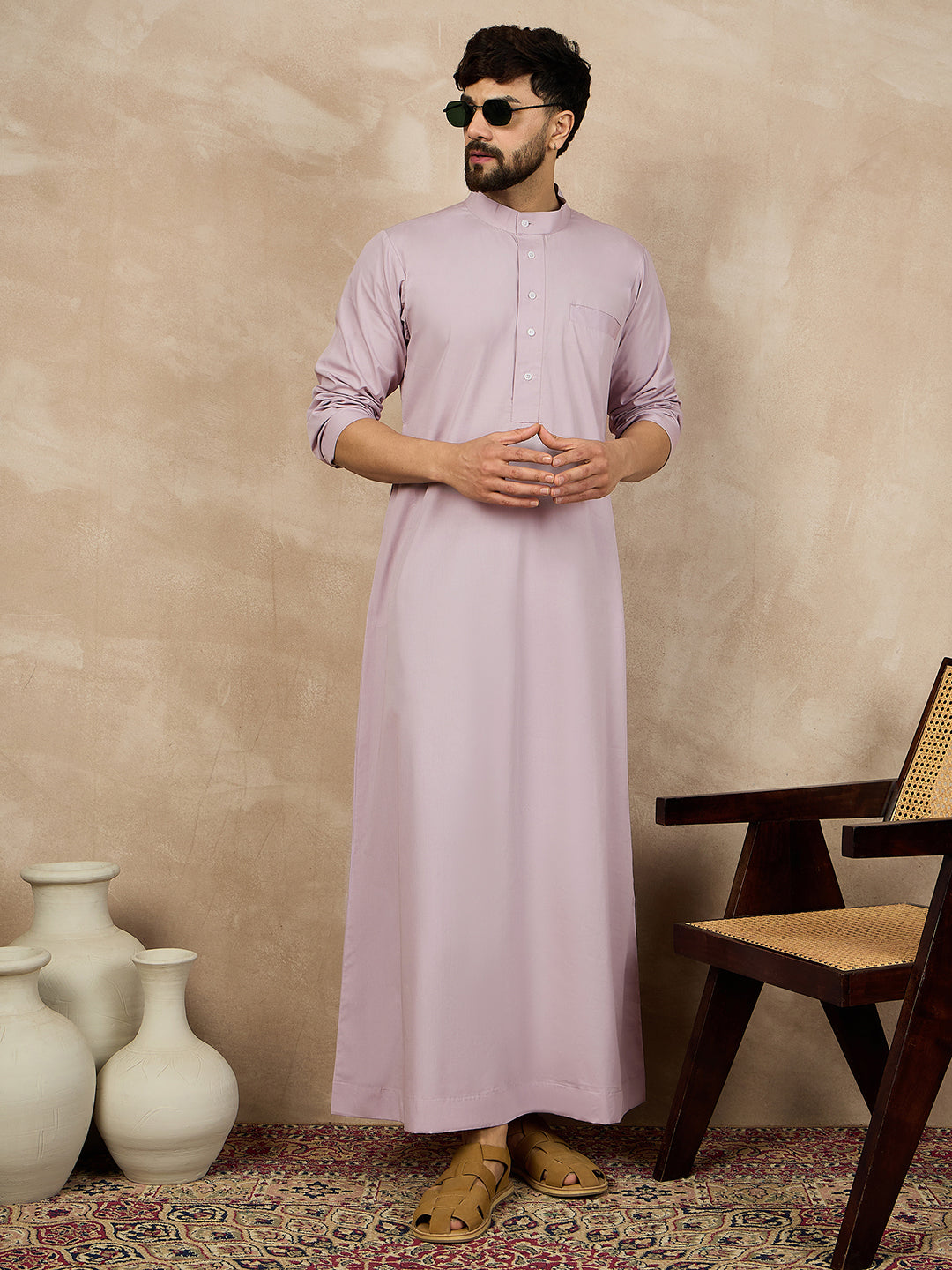 Nabia Mandarin Collar Long Sleeves Jubba/Thobe
