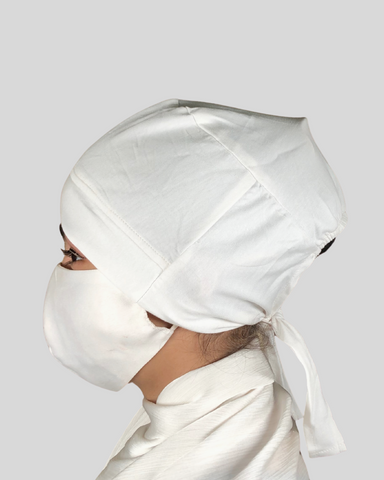 Plain White Turban-style cap Hijab