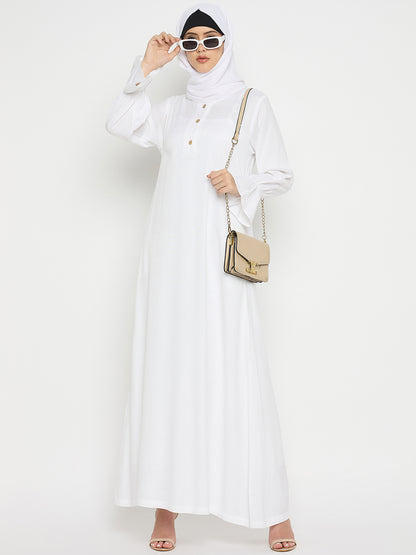 Rayon White Abaya Burqa with Black Georgette Hijab