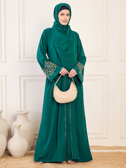 Nabia Green Handwork Luxury Abaya with Matching Hijab