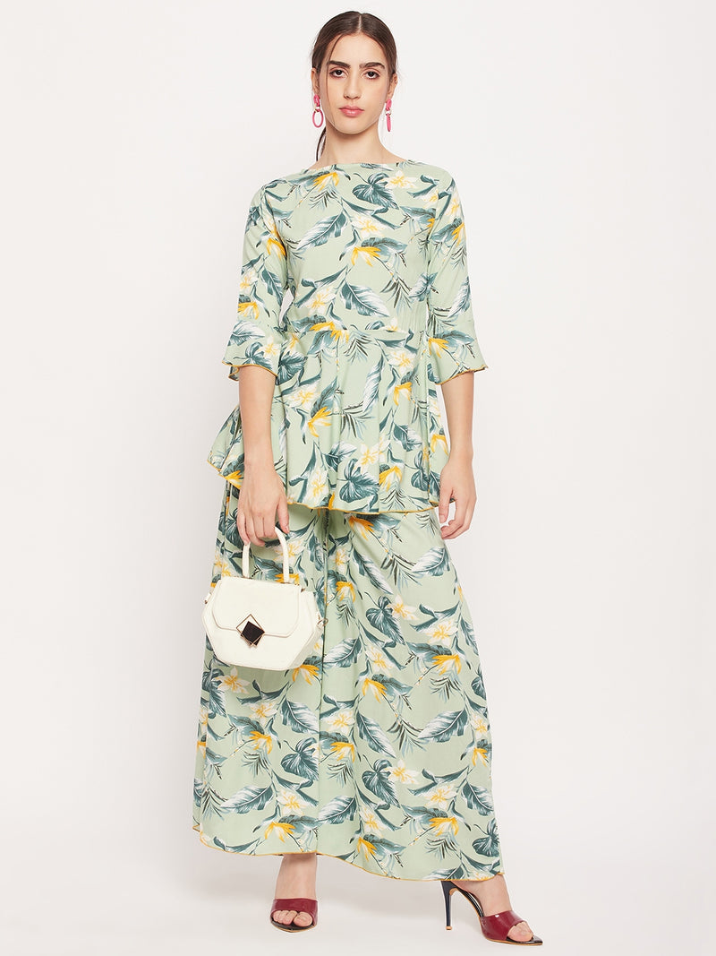 Nabia Women Green & Yellow Printed Co-Ord Set