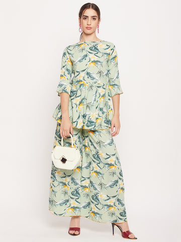 Nabia Women Green & Yellow Printed Co-Ord Set