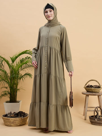 Women’s Beige Abaya Burqa with Matching Hijab