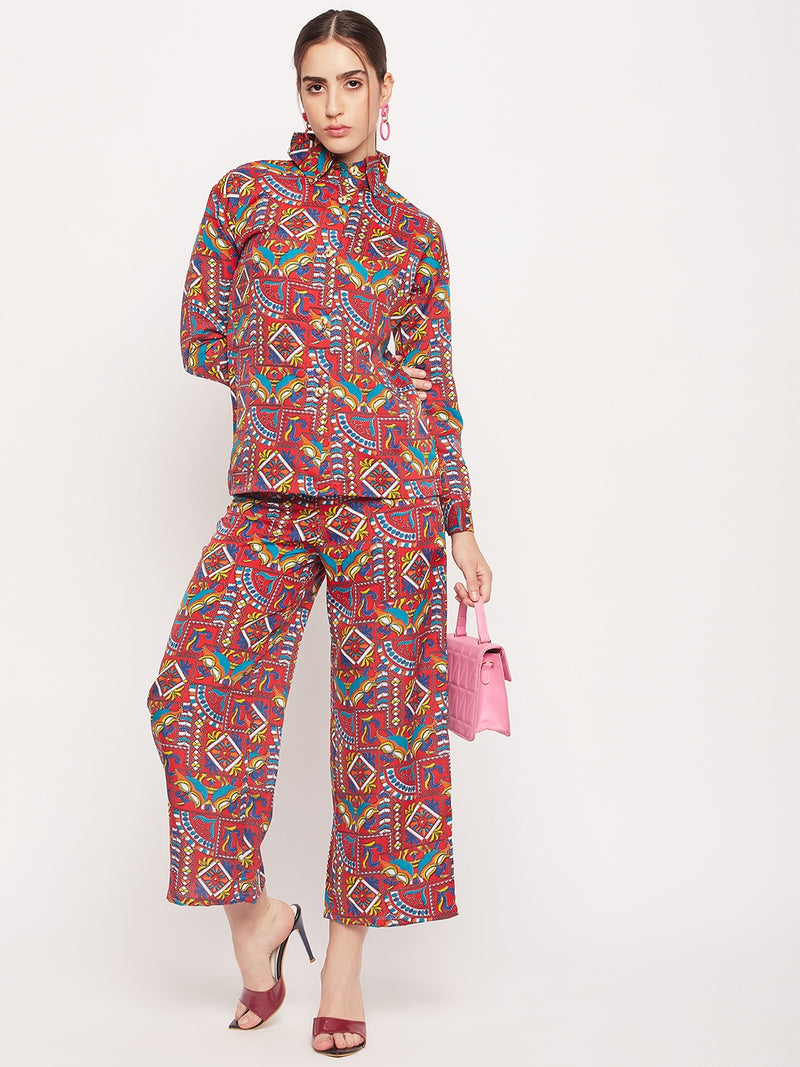 Nabia Women Red & Yellow Printed Co-Ord Set
