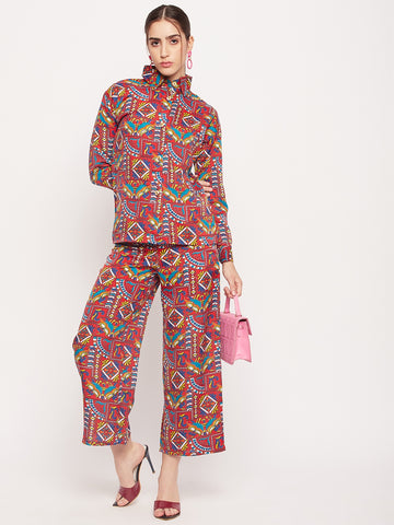 Nabia Women Red & Yellow Printed Co-Ord Set