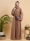 Beige Front Open Dubai Abaya Burqa with Matching Hijab