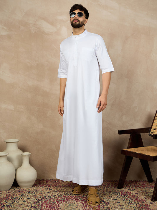 Nabia Half Sleeves White Jubba/Thobe