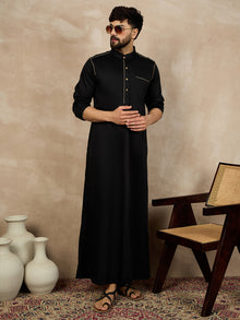 Nabia Black Mandarin Collar Men's Jubba/Thobe