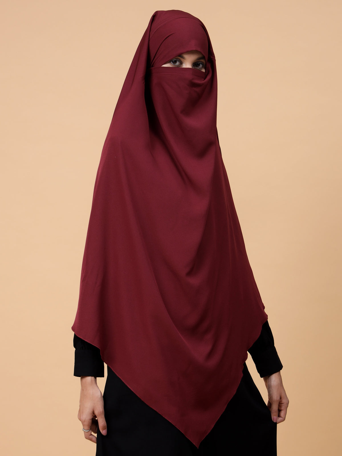 Nabia Single Layer Soft Crepe Maroon Khimar Hijab