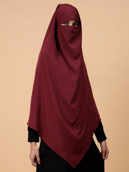 Nabia Single Layer Soft Crepe Maroon Khimar Hijab
