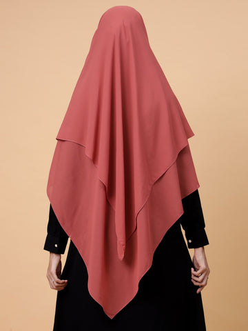 Nabia Women's 2 Layer Solid Diamond Georgette Rust Khimar Hijab