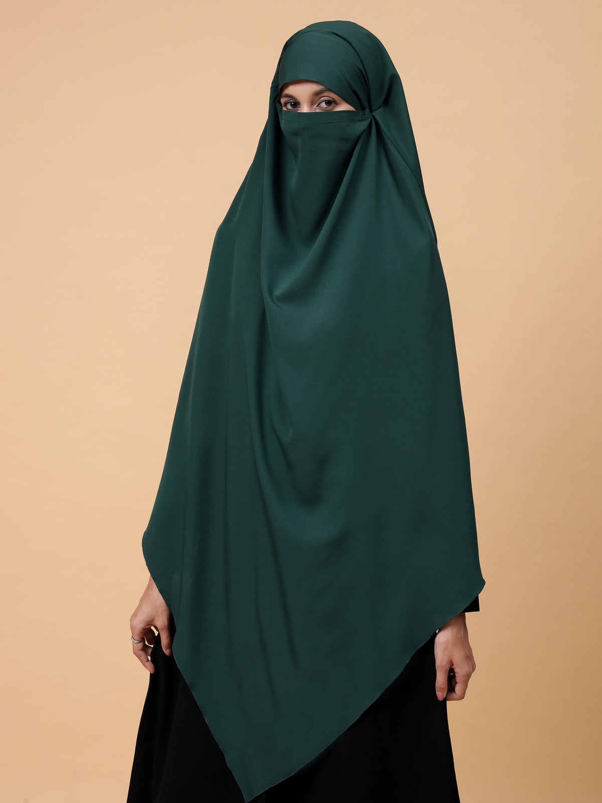 Nabia  Single Layer Soft Crepe Green Khimar Hijab