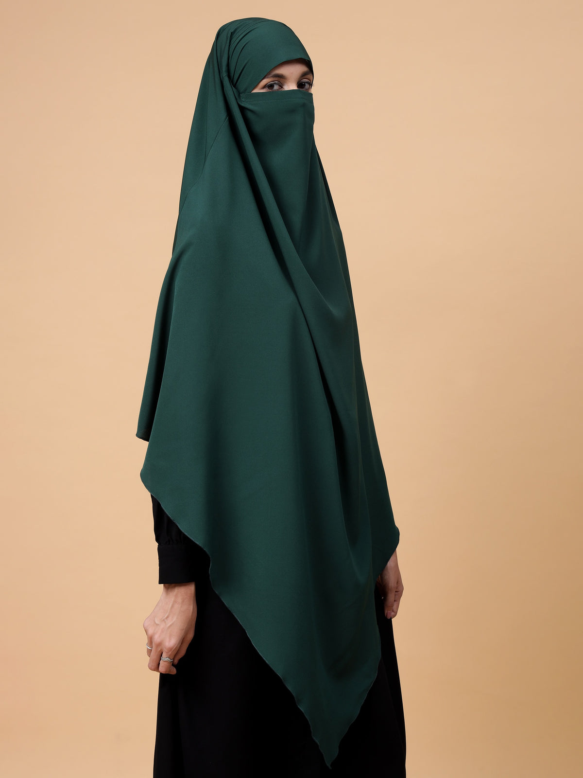 Nabia  Single Layer Soft Crepe Green Khimar Hijab