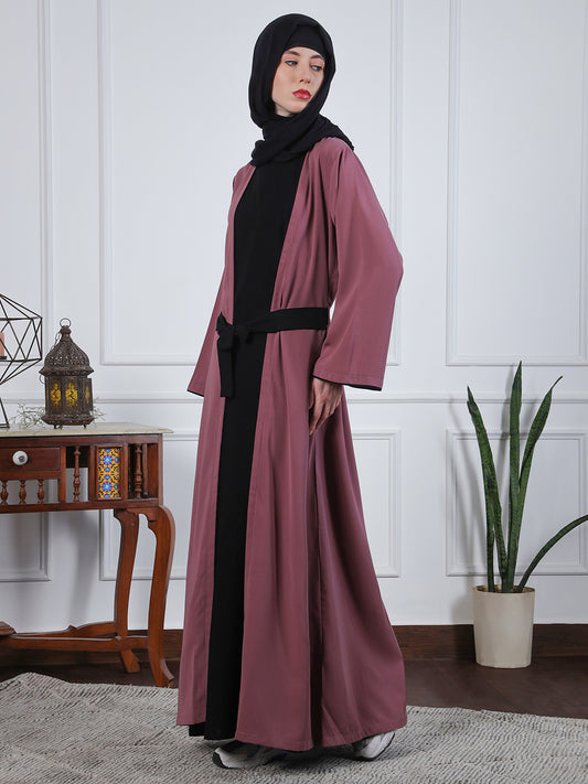 2 Piece Shrug Set Abaya with Black Hijab For Women