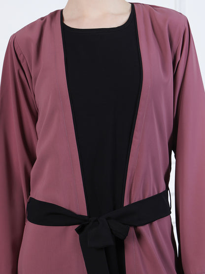 2 Piece Shrug Set Abaya with Black Hijab For Women