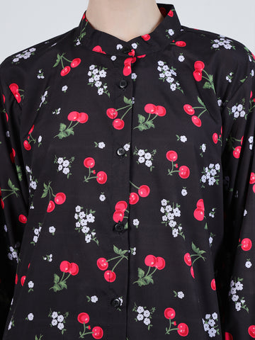Multi-Color Crepe Printed Front Open Modest Shirt For Women