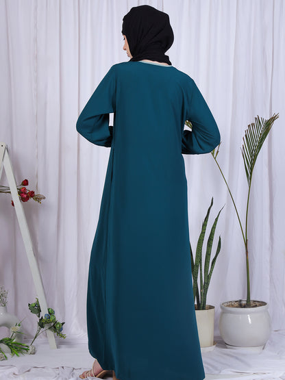 Nabia  Solid  Abaya For Women with Georgette Scarf