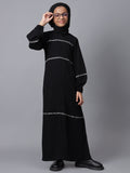 Nabia Black Solid Zip Closure Modest Kids Abaya For Girls