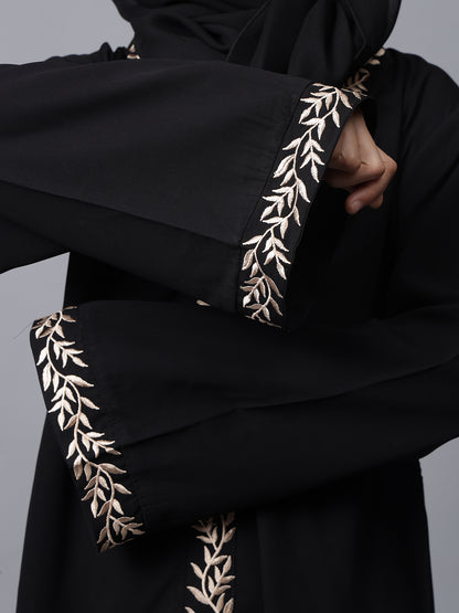 Embroidery Detailing Black Abaya for Kids Girls
