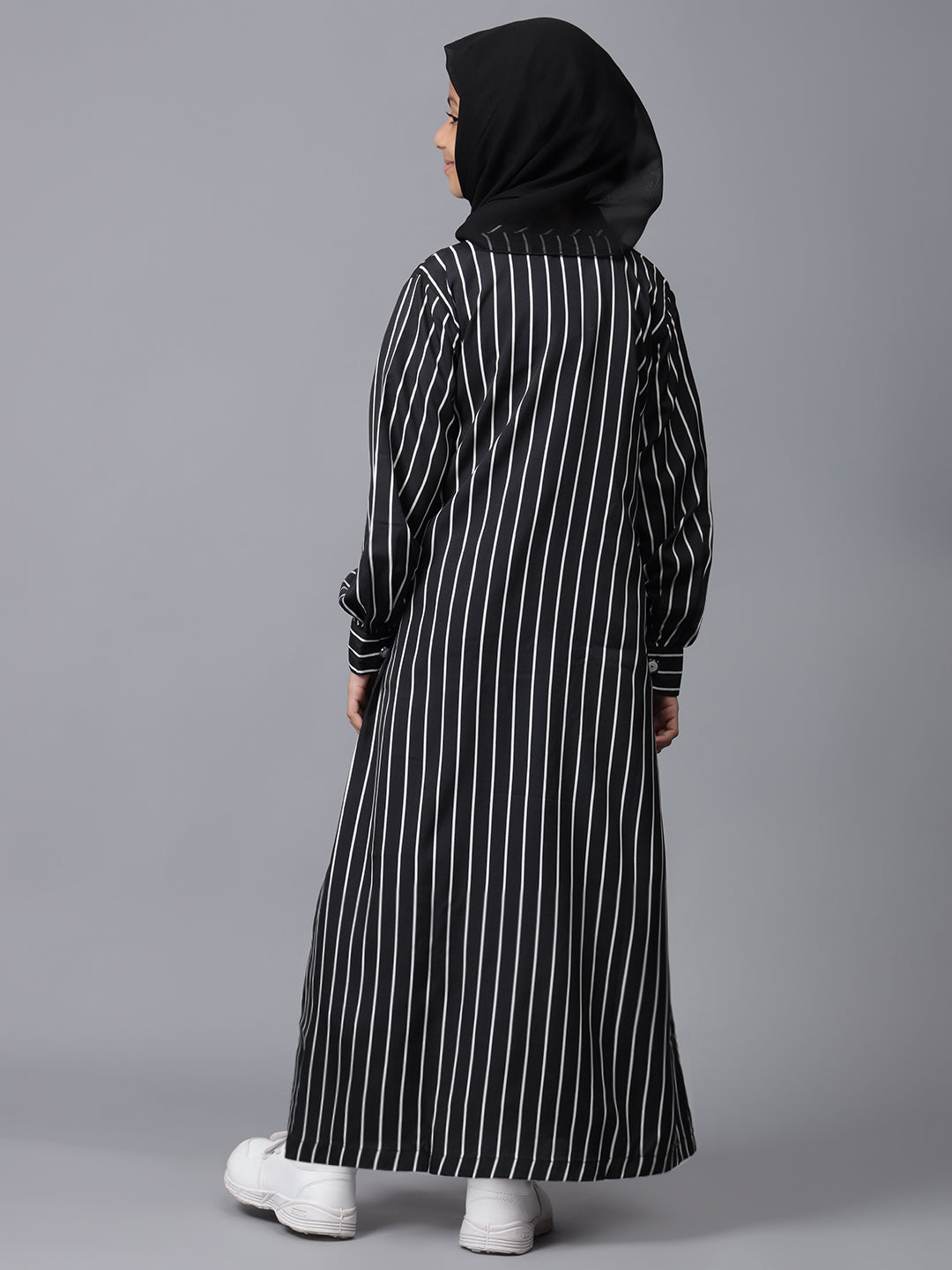 Nabia Black Striped Abaya for Modest Kids Girls