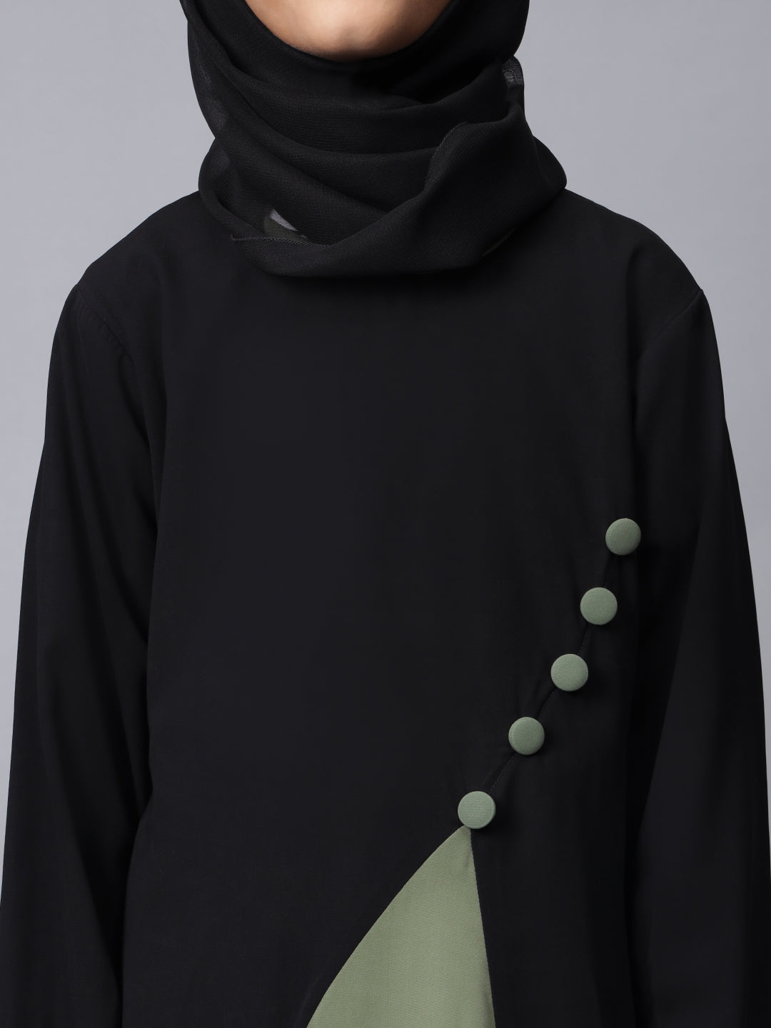 Black and Jade Green Abaya for Modest Kids Girls