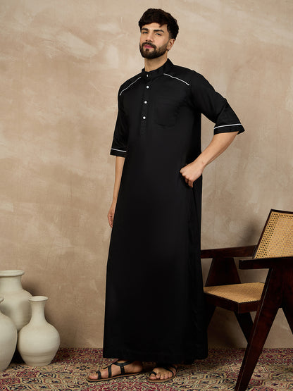 Nabia Half Sleeves Black Jubba/Thobe