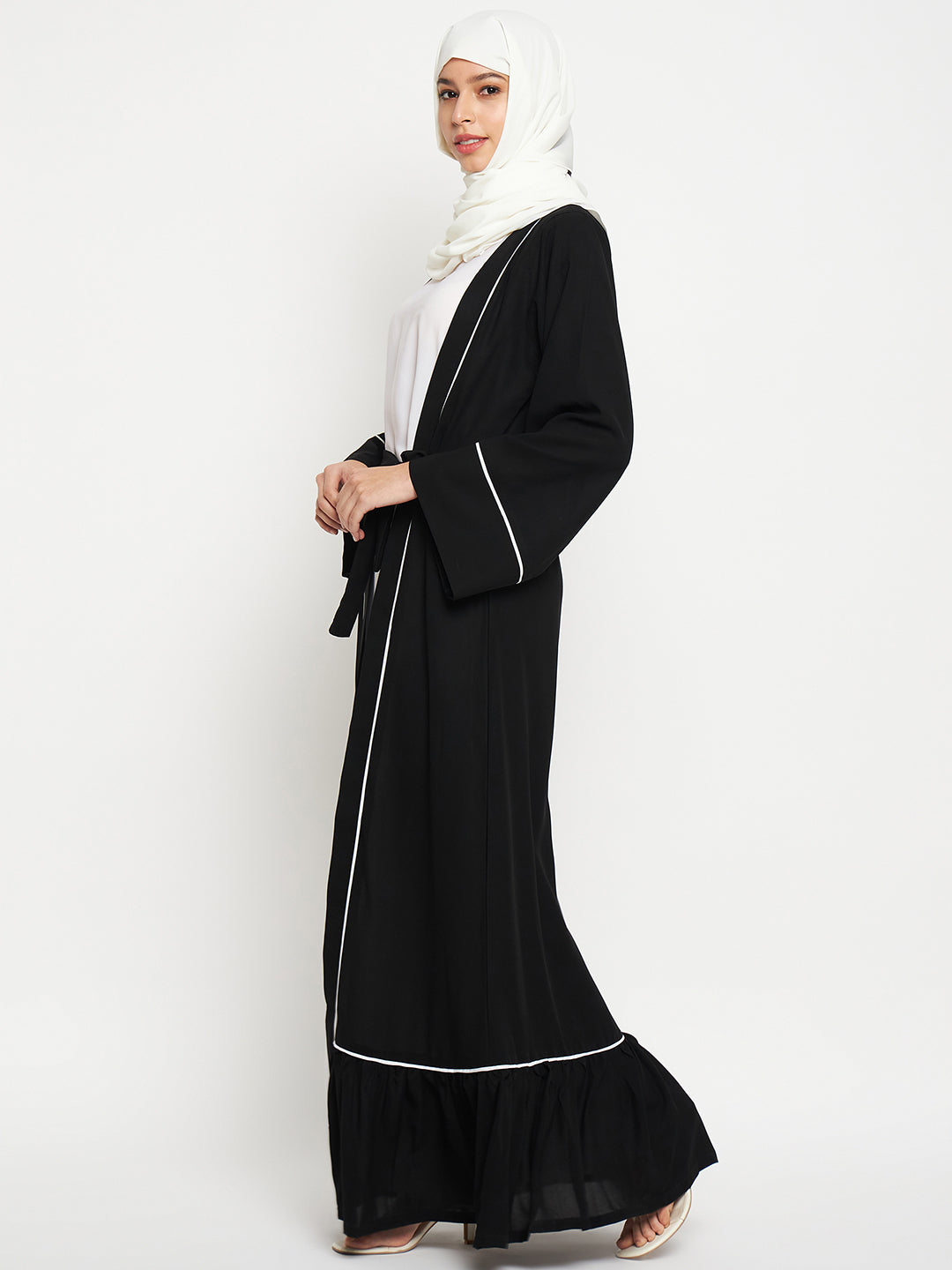 2 Piece Shrug Set Abaya with Black Hijab