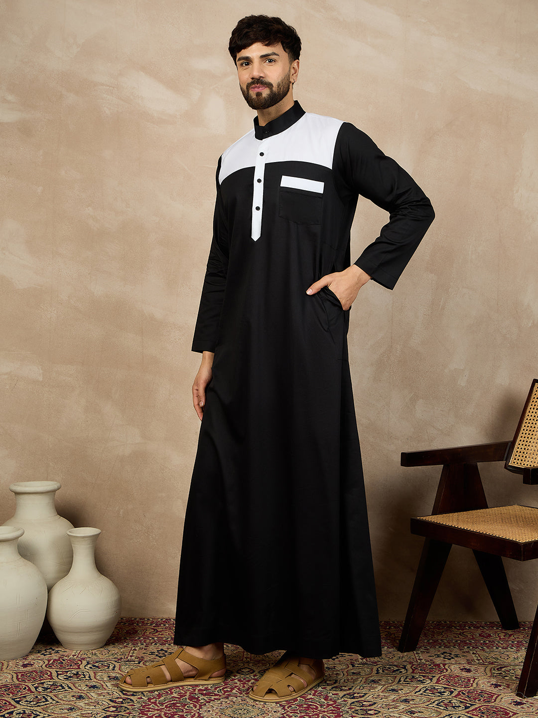 Nabia Black Mens's Thobe/Jubba
