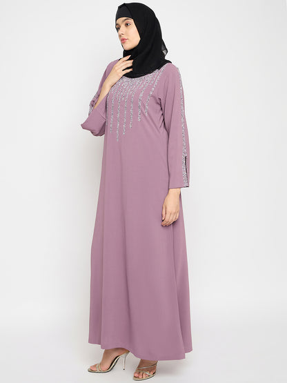 Nabia Pink Crush Nida Luxury Abaya with Hand Work Detailing