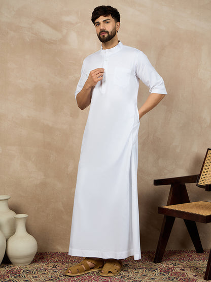 Nabia Half Sleeves White Jubba/Thobe