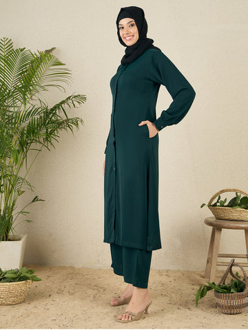 Nabia Green Solid Co-ord Set for Women