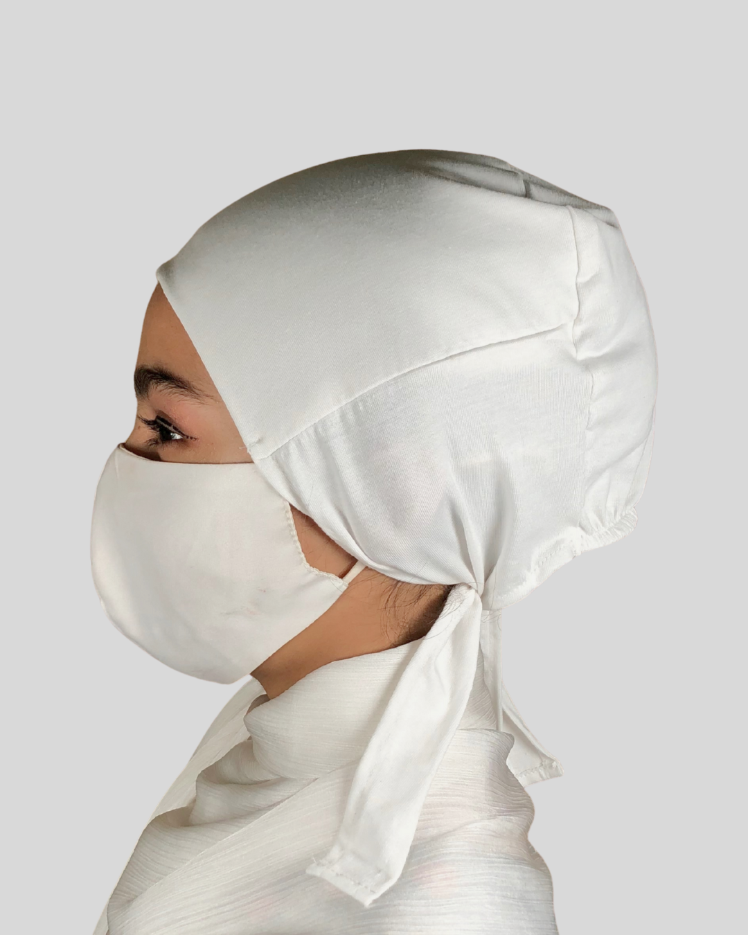 Plain White Tie-Back Undercap Hijab