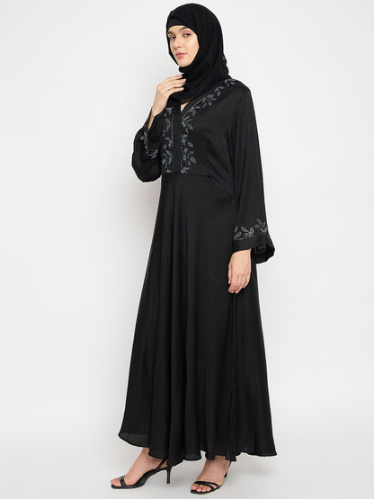 Handwork Black Luxury Abaya With Black Hijab