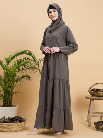 Women’s Grey Abaya Burqa with Matching Hijab